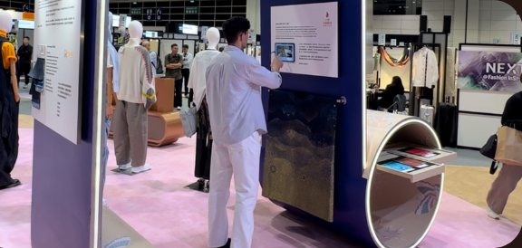 Walking a fashion trade exhibition